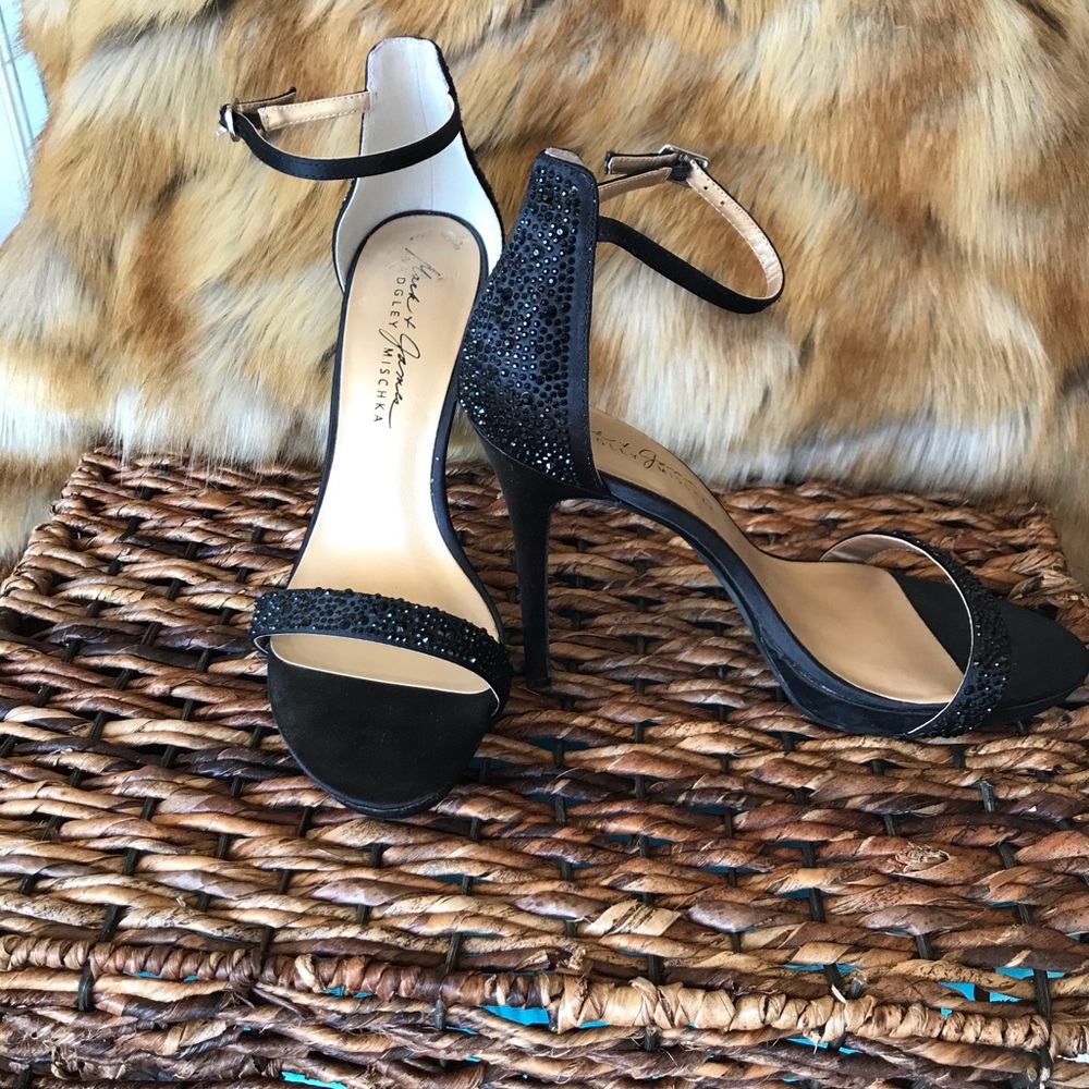 Badgley Mischka Black Heels with Embellishments